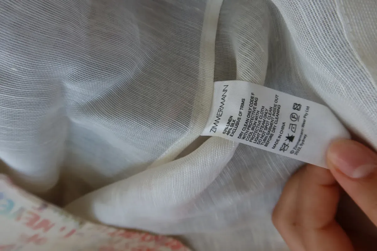 ZIMMERMANN Cream Voluminous Maxi Skirt with Multicoloured Writing Size 8 - Image 9