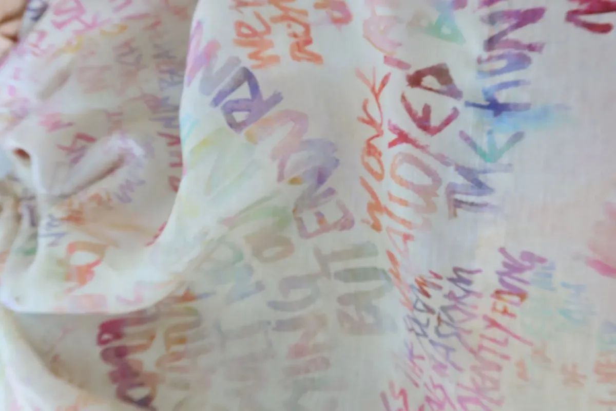 ZIMMERMANN Cream Voluminous Maxi Skirt with Multicoloured Writing Size 8 - Image 10