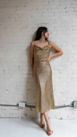 Shona Joy Cowl Bias Midi Dress Gold Size 8 for rent on The Volte - image 2