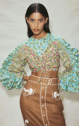 Alemais Ruby Applique Midi Skirt Brown Size AU 8 / S for rent on The Volte - image 3