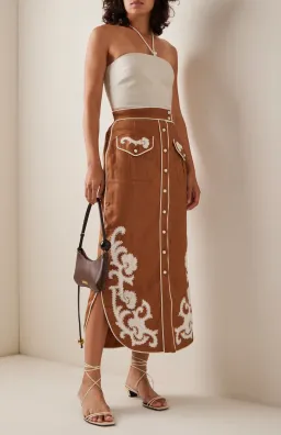 Alemais Ruby Applique Midi Skirt Brown Size AU 8 / S for rent on The Volte - image 1