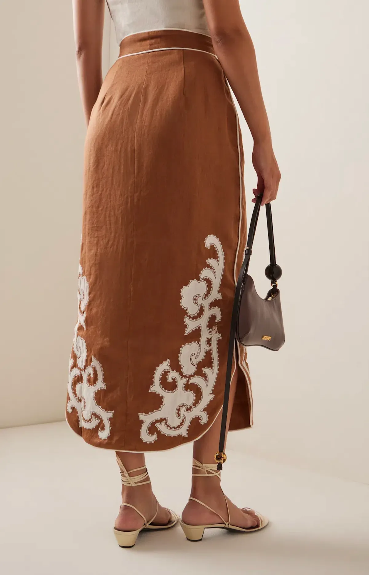 Alemais Ruby Applique Midi Skirt Brown Size AU 8 / S - Image 2