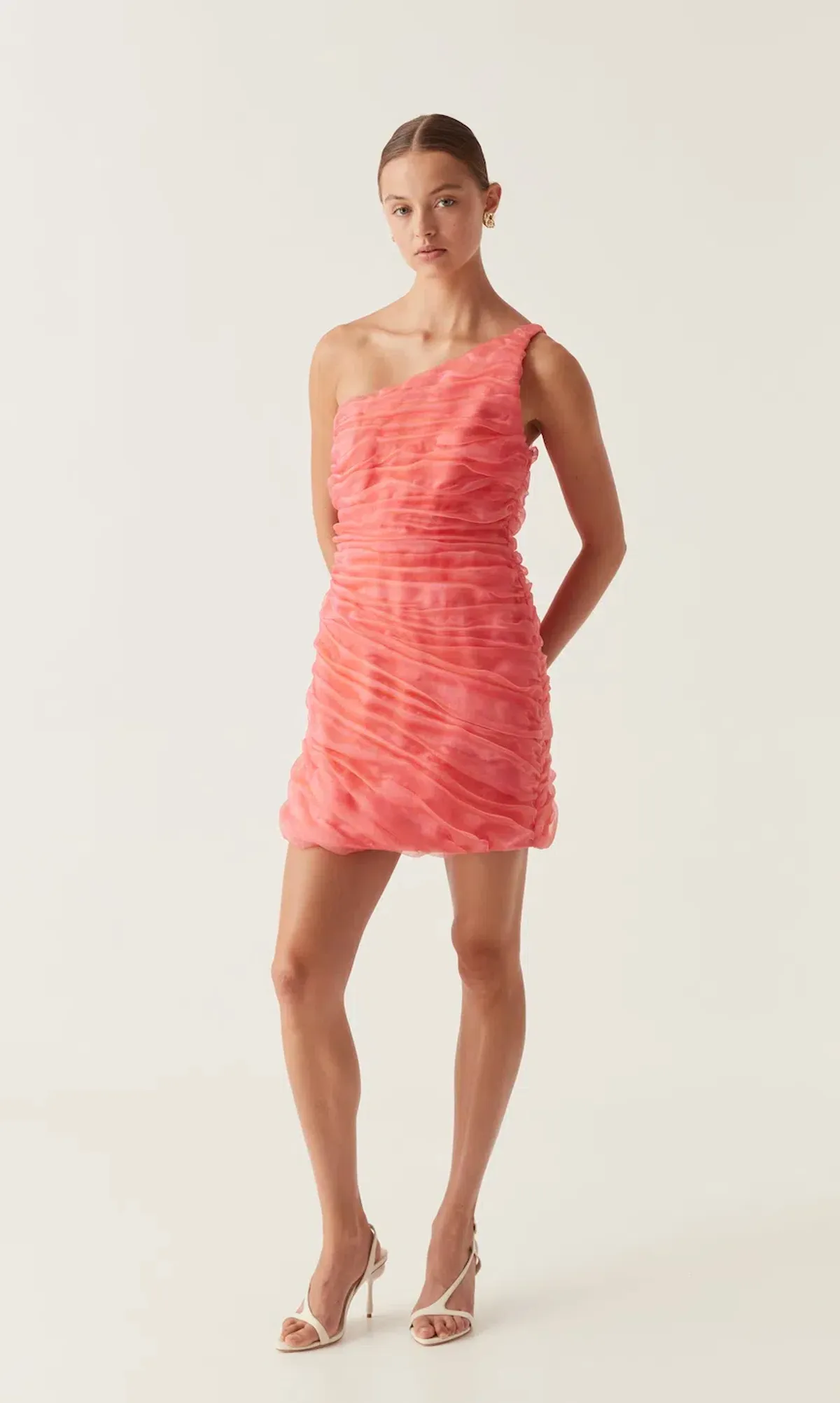 Aje Mercury Iridescent Mini Dress Coral Pink Size AU 6 / XS - Image 1