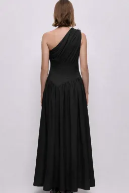 Aje Demi One Shoulder Maxi Dress Black size 8 for rent on The Volte - image 2
