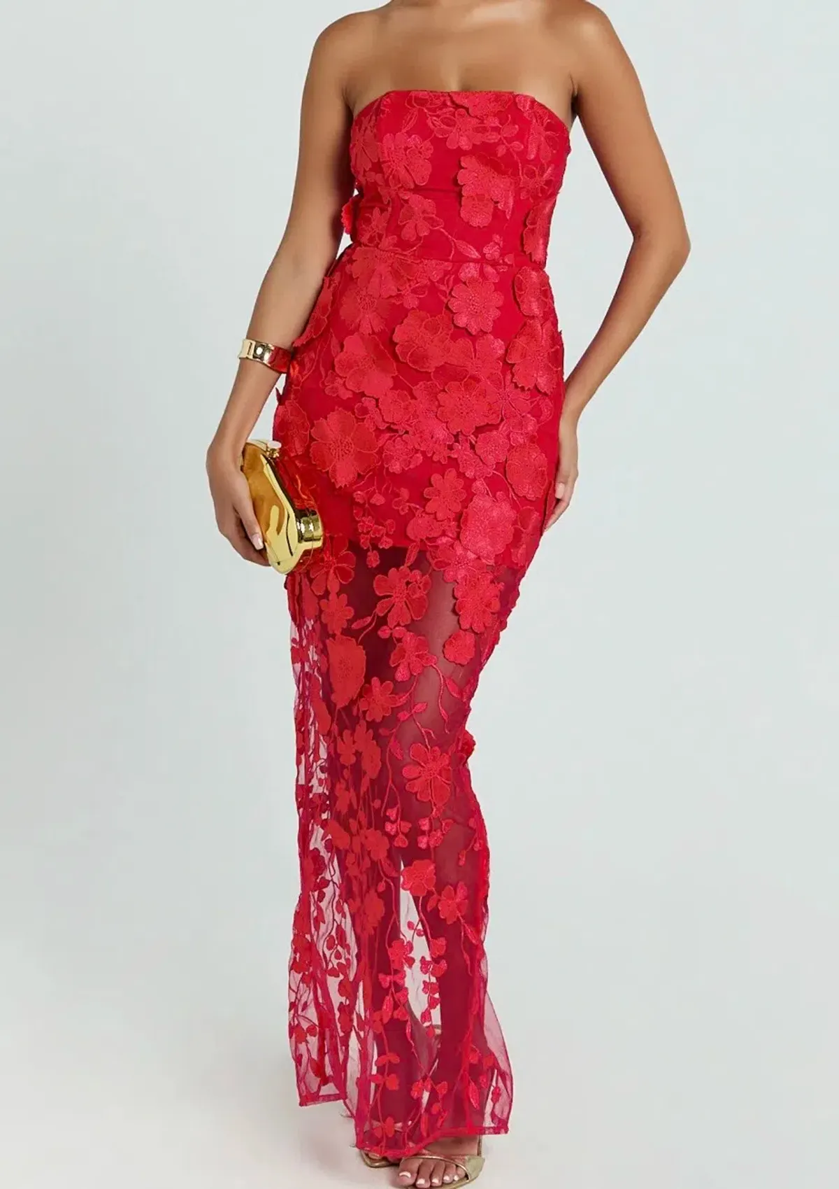 Sienna red strapless maxi dress size 10 - Image 1