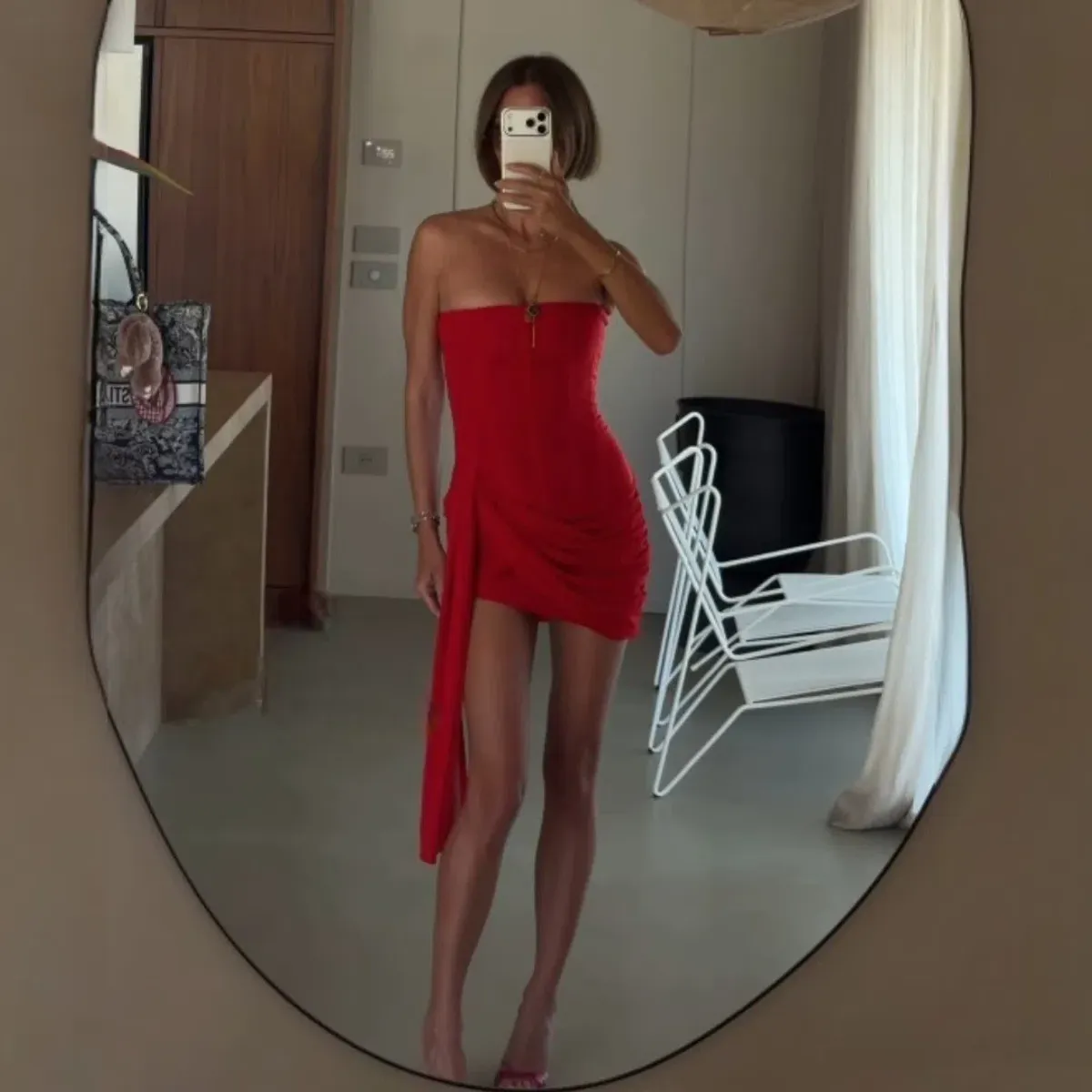 Leau Mira Mesh Corset Dress - Red Size Large - Image 3