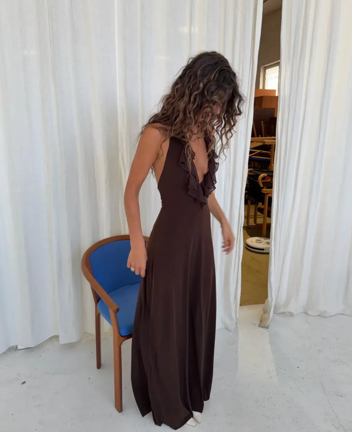 La Marie, VANESSA DRESS, Maxi, Brown, Size M/L  - Image 3