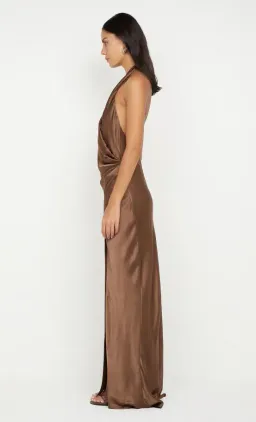  🤎 Bec and Bridge Elisia Wrap Maxi Dress in Milk Chocolate Brown - Size 10 AU Satin formal gown🤎  for rent on The Volte - image 8