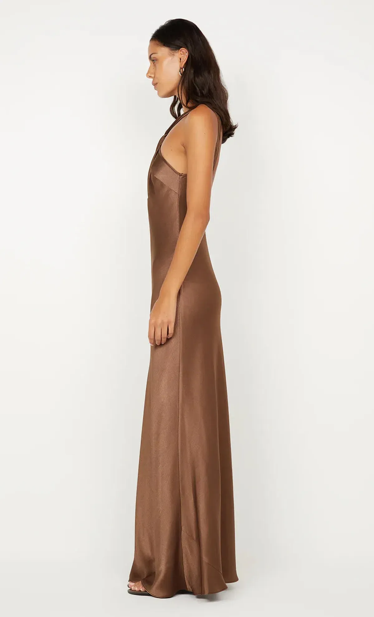 🤎 BEC + BRIDGE Elisia Twist Satin Maxi Dress – Milk Chocolate Brown – Size AU 8 🤎 - Image 5