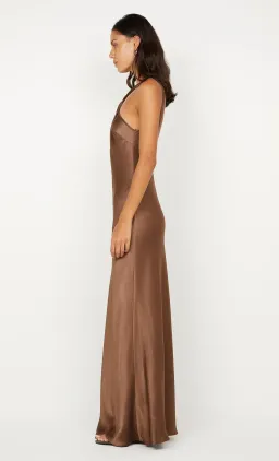 🤎 BEC + BRIDGE Elisia Twist Satin Maxi Dress – Milk Chocolate Brown – Size AU 8 🤎 for rent on The Volte - image 5