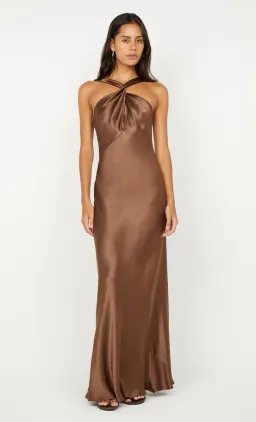 🤎 BEC + BRIDGE Elisia Twist Satin Maxi Dress – Milk Chocolate Brown – Size AU 8 🤎 for rent on The Volte - image 2