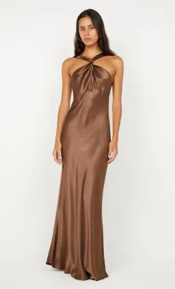 🤎 BEC + BRIDGE Elisia Twist Satin Maxi Dress – Milk Chocolate Brown – Size AU 8 🤎 for rent on The Volte - image 3