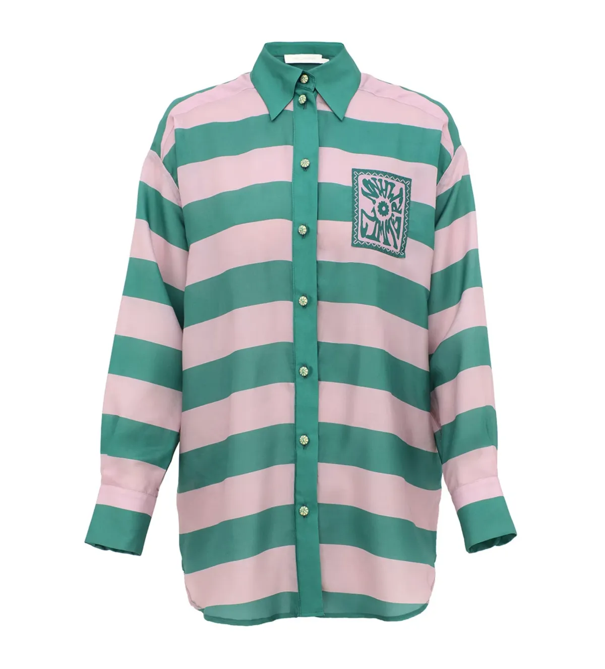 Zimmermann Indra Stripe Relaxed Shirt (Size OP) and Shorts (Size 0) Set in Lilac Teal Stripe Size AU6/8 - Image 1