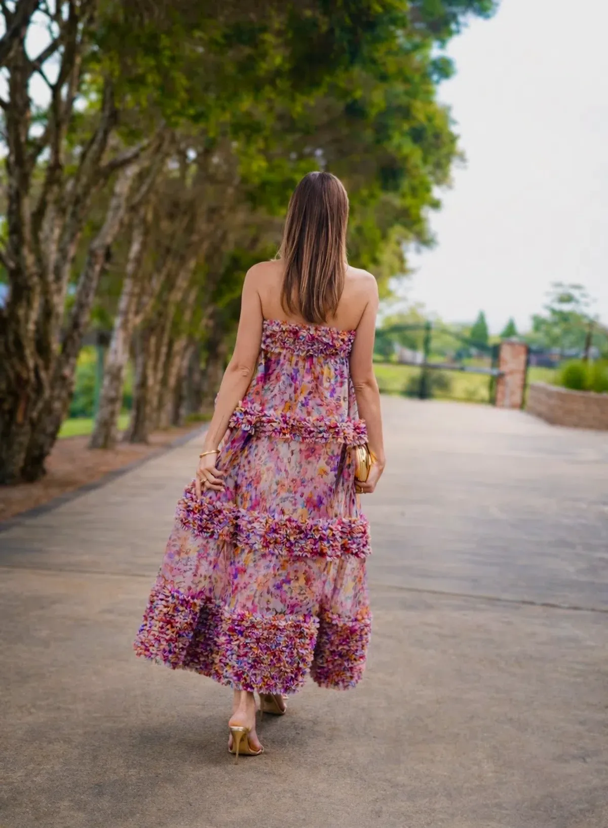 Zimmermann Luna Ruffle Bandeau Gown Multi Floral Size 0 / AU 8 - Image 3