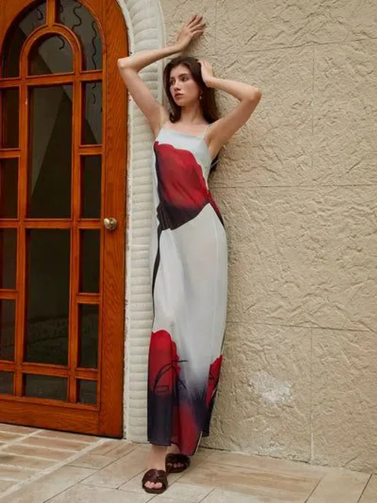 Floral Blue and Red Slip Maxi Dress Size 8/10 - Image 2