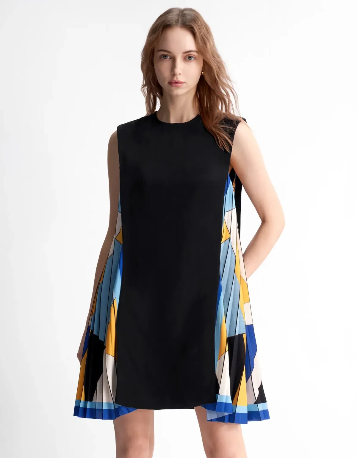 Saturday Club Side Printed Pleated Mini Dress Size 8 - Image 2