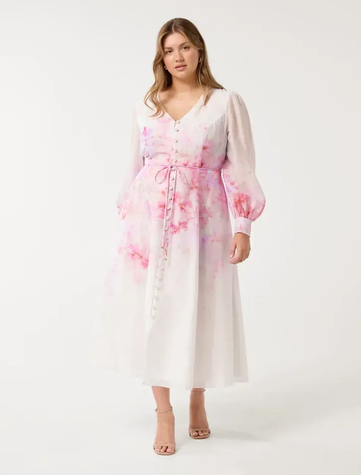 Forever New Kahlani Curve Long Sleeve Midi Dress - Image 1