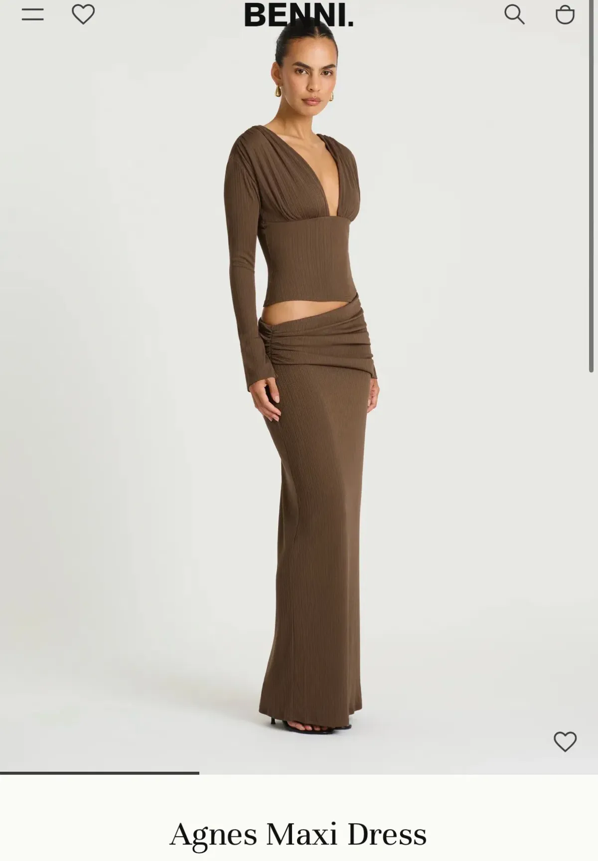 Benni Agnes maxi dress in chocolate  - Image 2