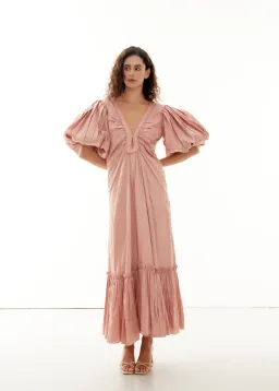 ROOH COLLECTIVE TIANA MIDI DRESS BLUSH SIZE 10 for rent on The Volte - image 1