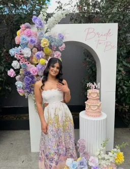 ZIMMERMANN JUDE SCALLOP MIDI DRESS PEACH GRADIENT FLORAL SIZE 2 / AU 12 for rent on The Volte - image 4