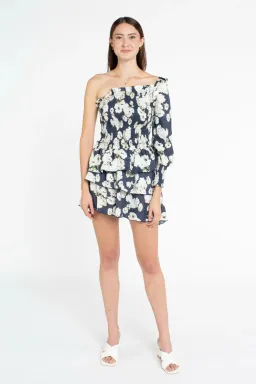 Sir The Label Bellagio One Shoulder Mini Dress Floral Navy | AU 10 for rent on The Volte - image 1