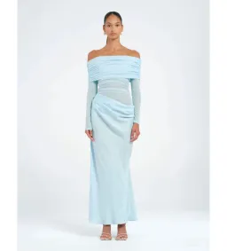 Benni Yasmin Off Shoulder Maxi Dress in Baby Blue Size AU8 for rent on The Volte - image 1