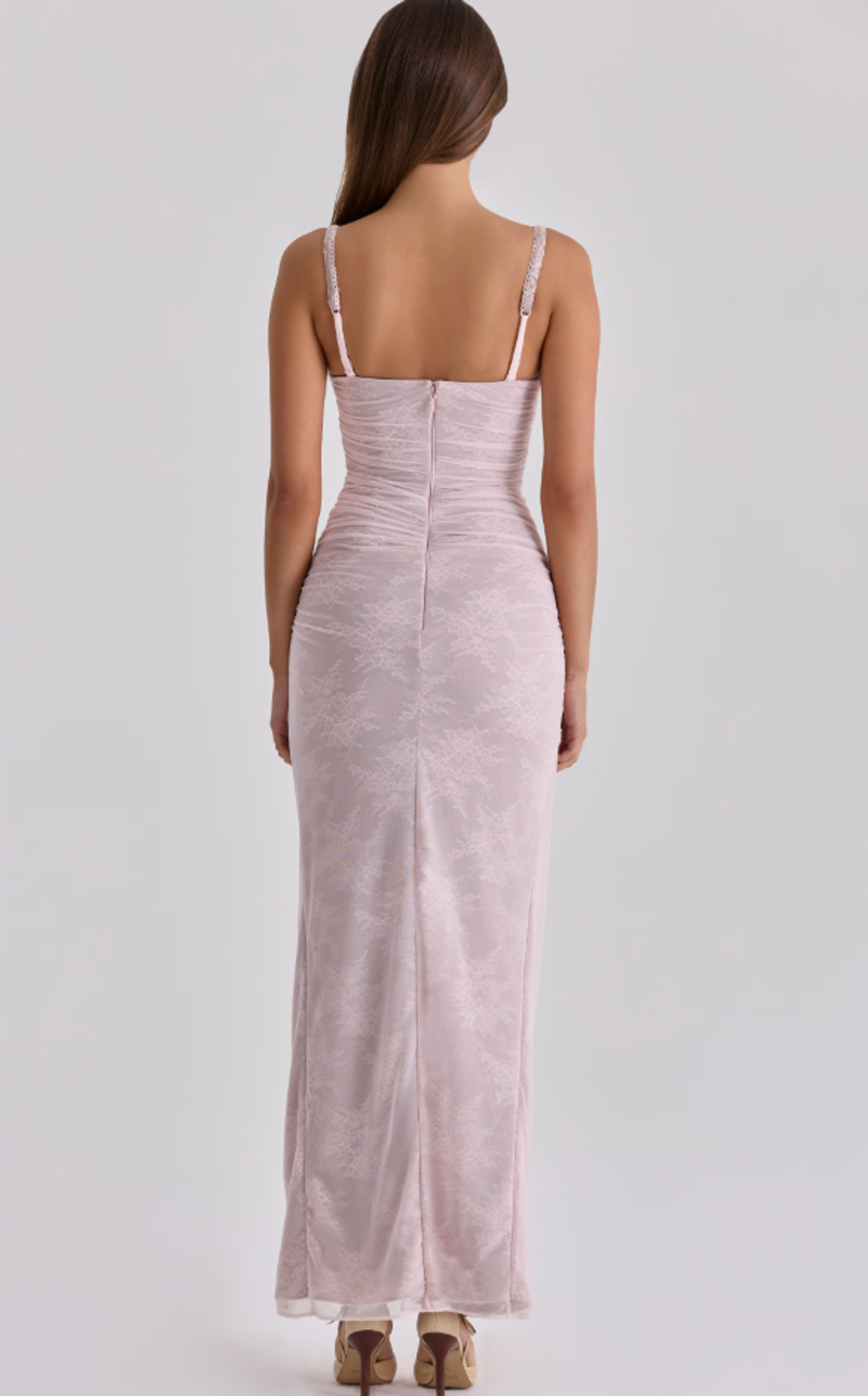 House of CB Lini baby pink lace mesh maxi dress Regular Cup Size M - Image 2