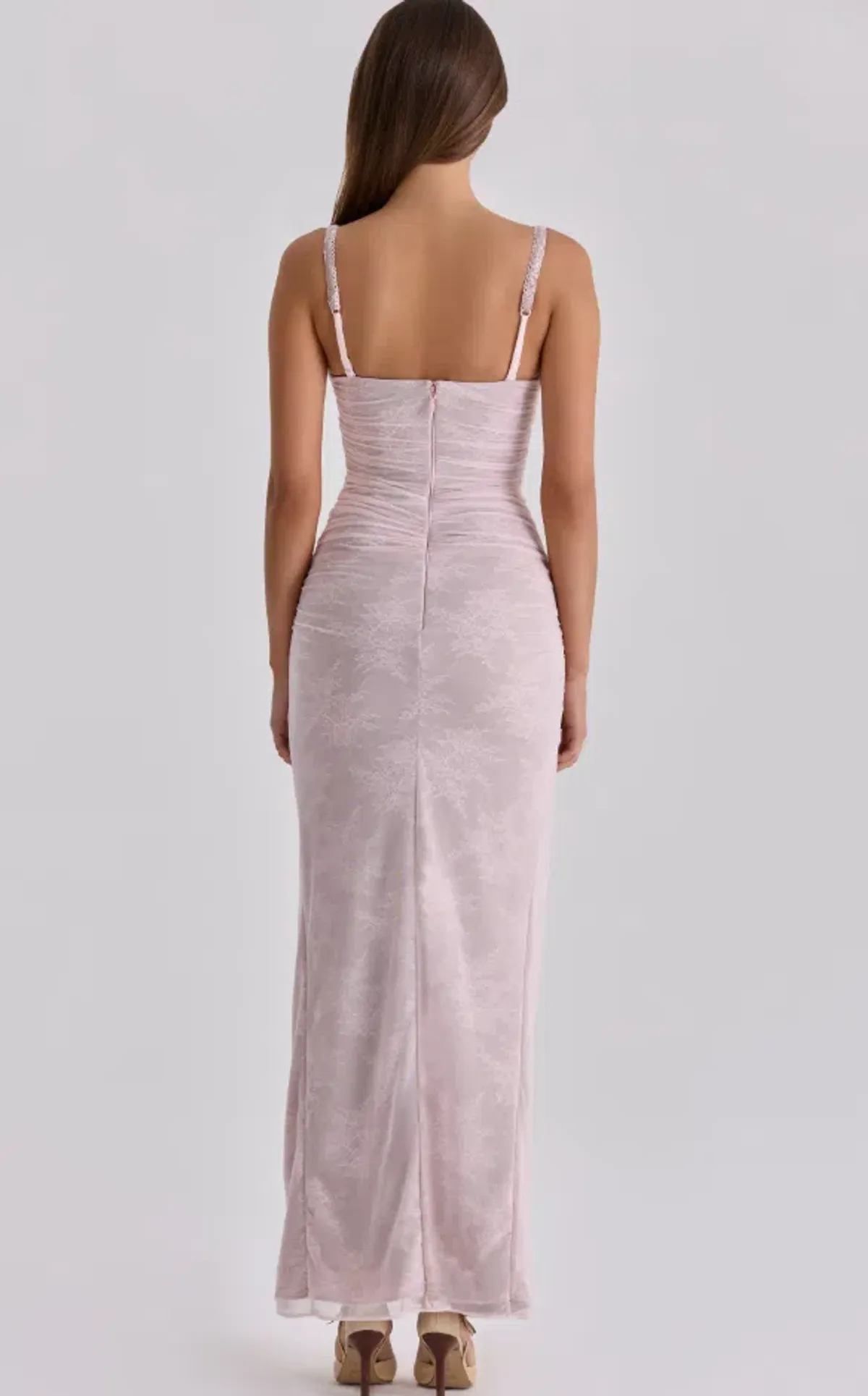 House of CB Lini baby pink lace mesh maxi dress Regular Cup Size M - Image 2