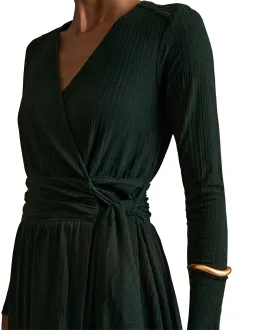Reiss Madeline Wrap Tie Midi Dress Green Size 6 for rent on The Volte - image 4