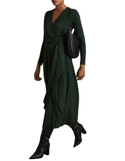 Reiss Madeline Wrap Tie Midi Dress Green Size 6 for rent on The Volte - image 1