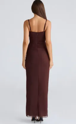 House of CB Lini burgundy stretch mesh maxi dress Regular Cup Size L for rent on The Volte - image 2