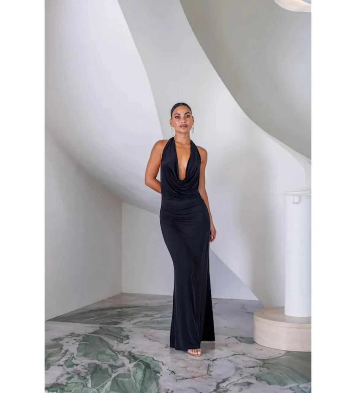 Sneaky Link Saint Plunge Maxi Dress in Black Size S/AU8 - Image 2