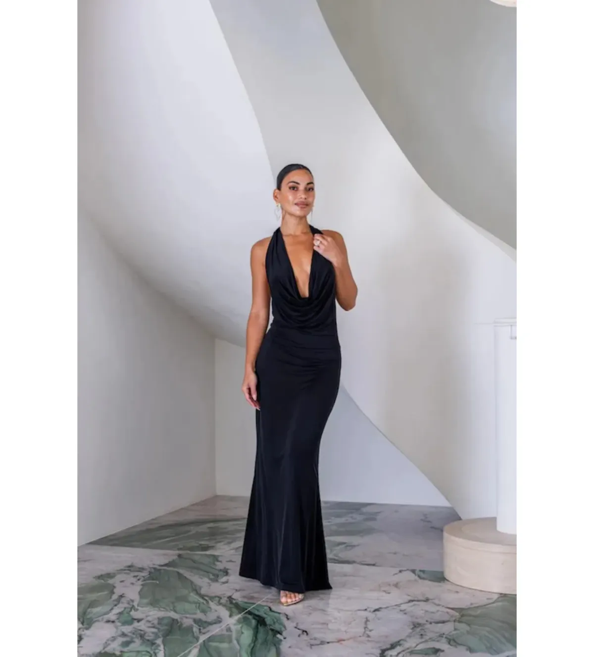 Sneaky Link Saint Plunge Maxi Dress in Black Size L/AU12 - Image 1