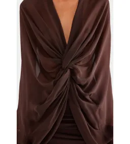 Venroy Twisted Bodice Silk Mini Dress Dark Chocolate Size S/AU 8 for rent on The Volte - image 3