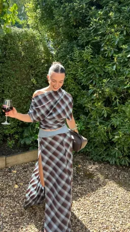 Desi Top and Skirt Set in Haze Check for rent on The Volte - image 1