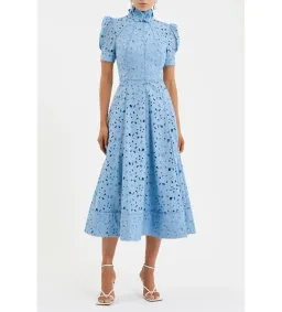 Rebecca Vallance Kitsu Short Sleeve Midi Dress Bluelight Size AU 10 for rent on The Volte - image 1