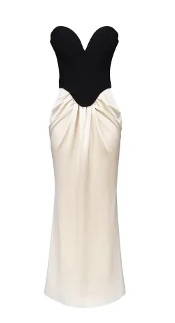 Black & Champagne Corset Maxi Gown for rent on The Volte - image 2