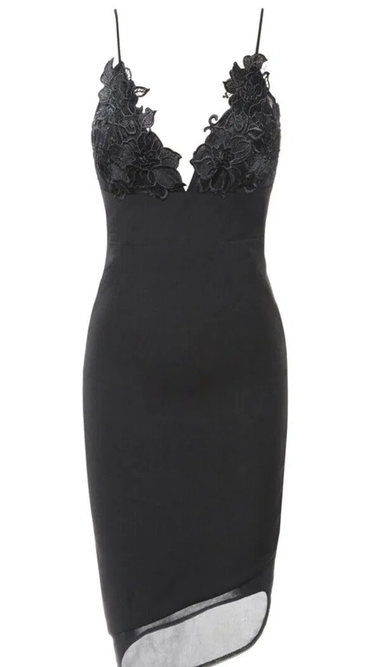House of CB Caprice Slip Midi Dress with Lace Applique Black Size 8 - Image 4