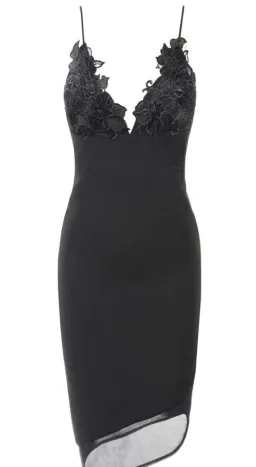House of CB Caprice Slip Midi Dress with Lace Applique Black Size 8 for rent on The Volte - image 4