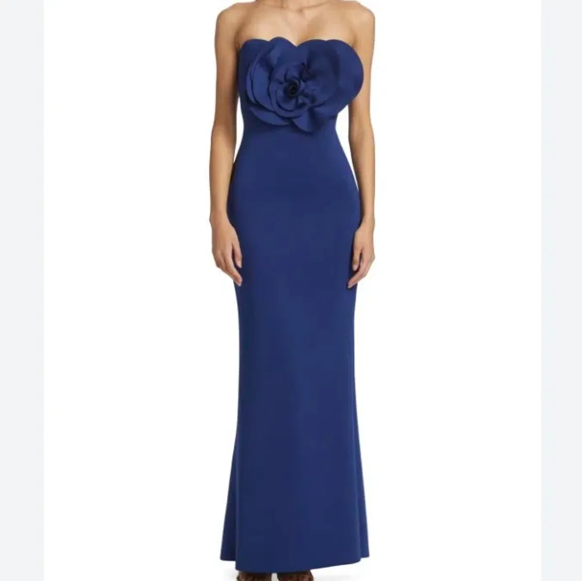Badgley Mischka Rosette Dress Navy (Altered) - Image 1