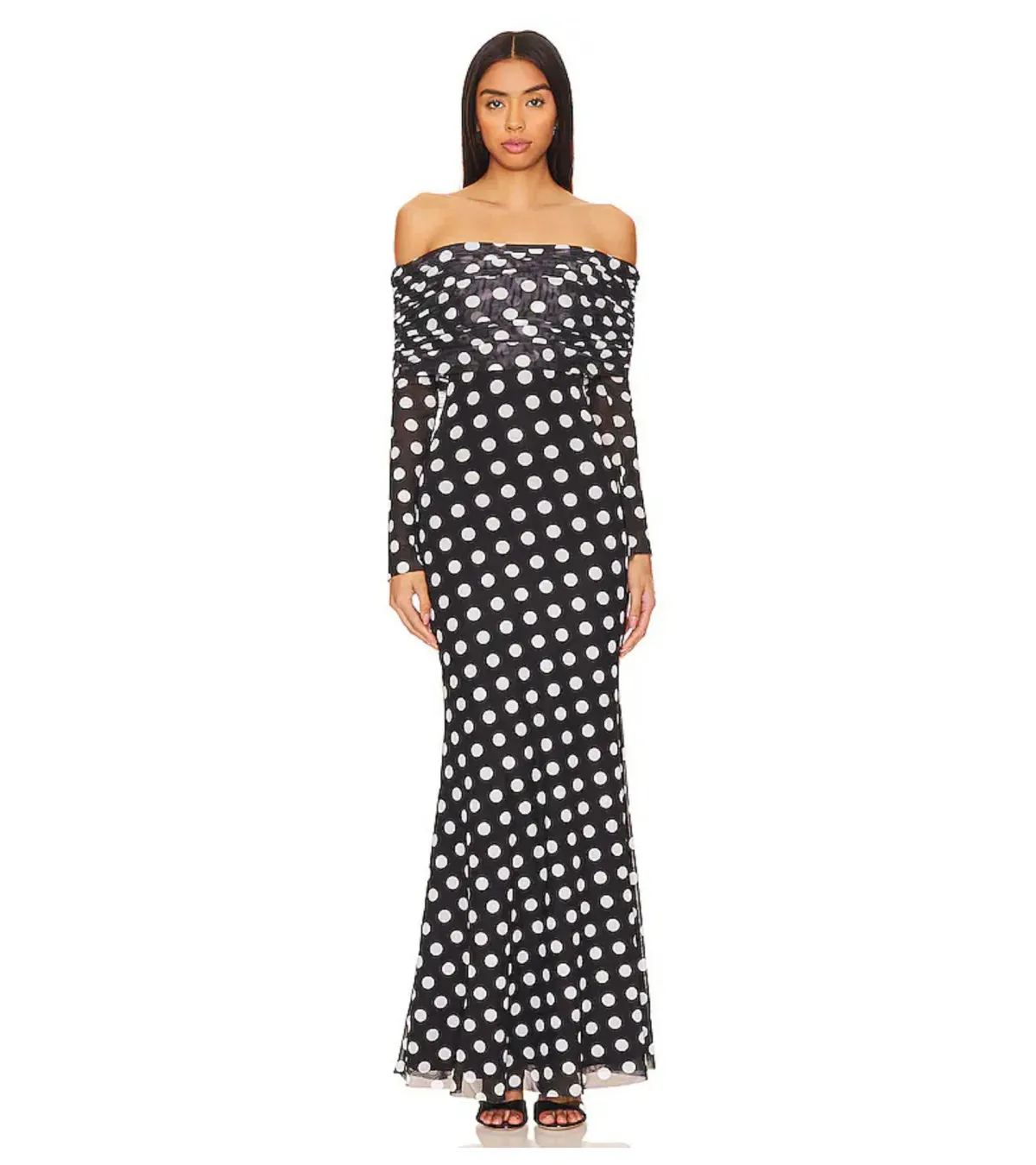 AFRM Thelma Off Shoulder Mesh Maxi Dress - Black / Size XL / AU 14 - Image 2