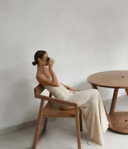 BENNI | JULIANO SEQUIN SLIP DRESS | LIGHT TOFFEE | SIZE 8 (S) for rent on The Volte - image 1