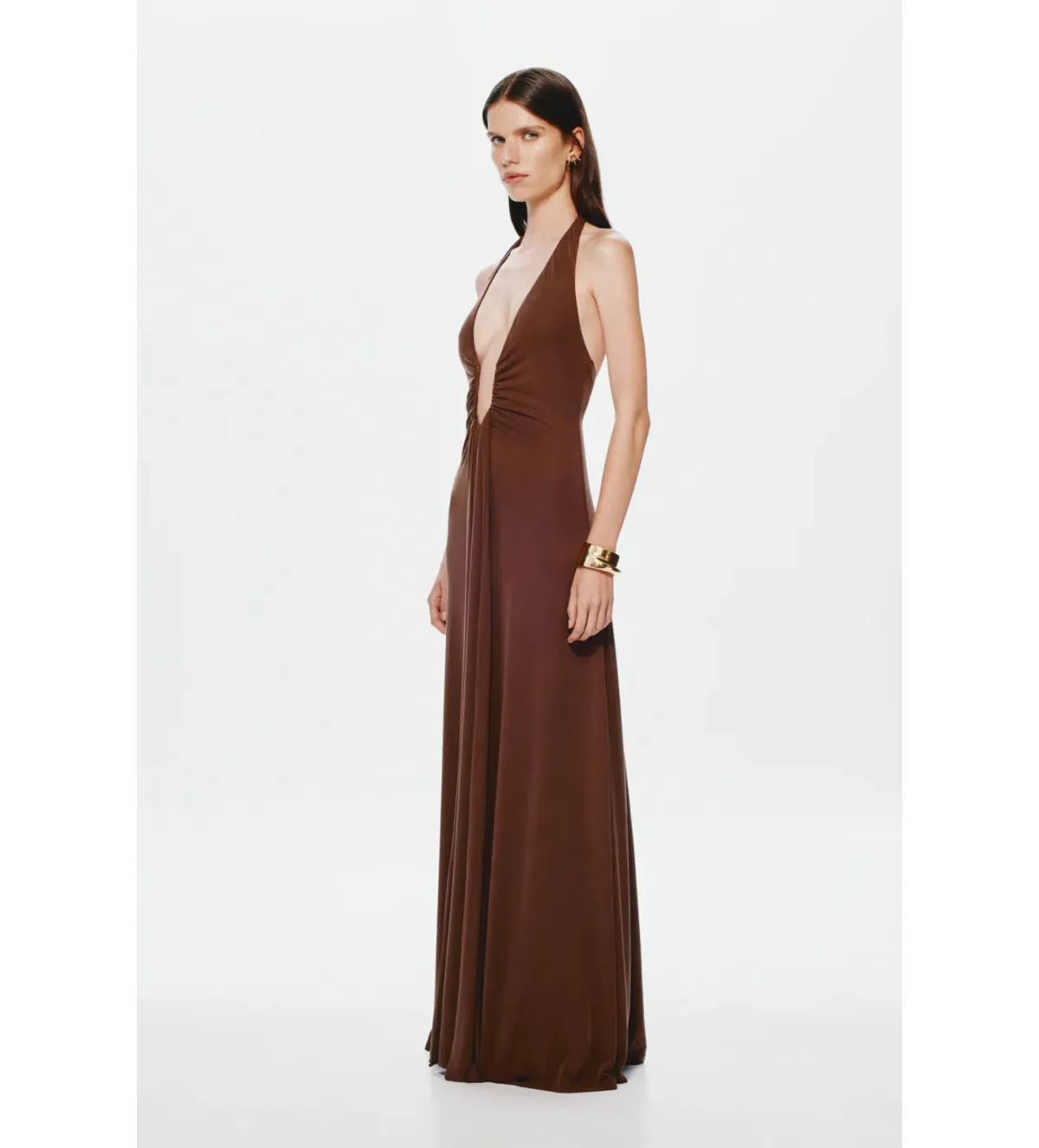 Misha Jennifer Cupro Maxi Dress in Brown Size XXS/AU4 - Image 2