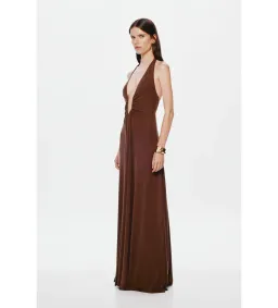 Misha Jennifer Cupro Maxi Dress in Brown Size XXS/AU4 for rent on The Volte - image 2