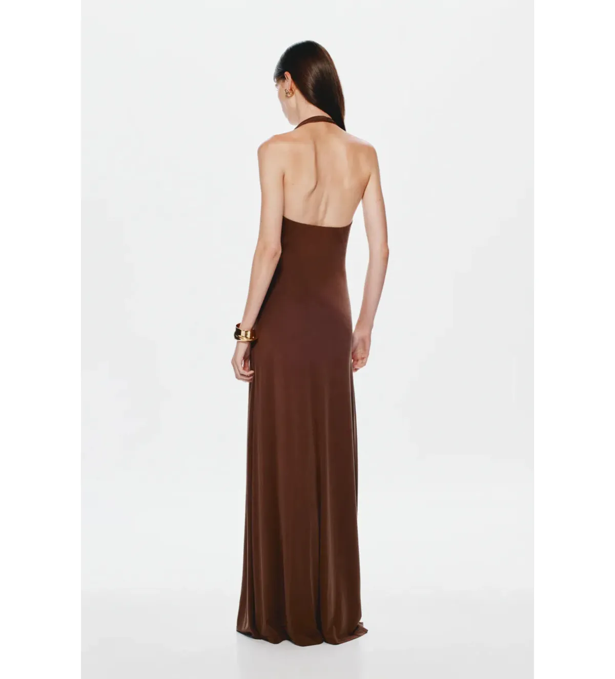 Misha Jennifer Cupro Maxi Dress in Brown Size S/AU8 - Image 3