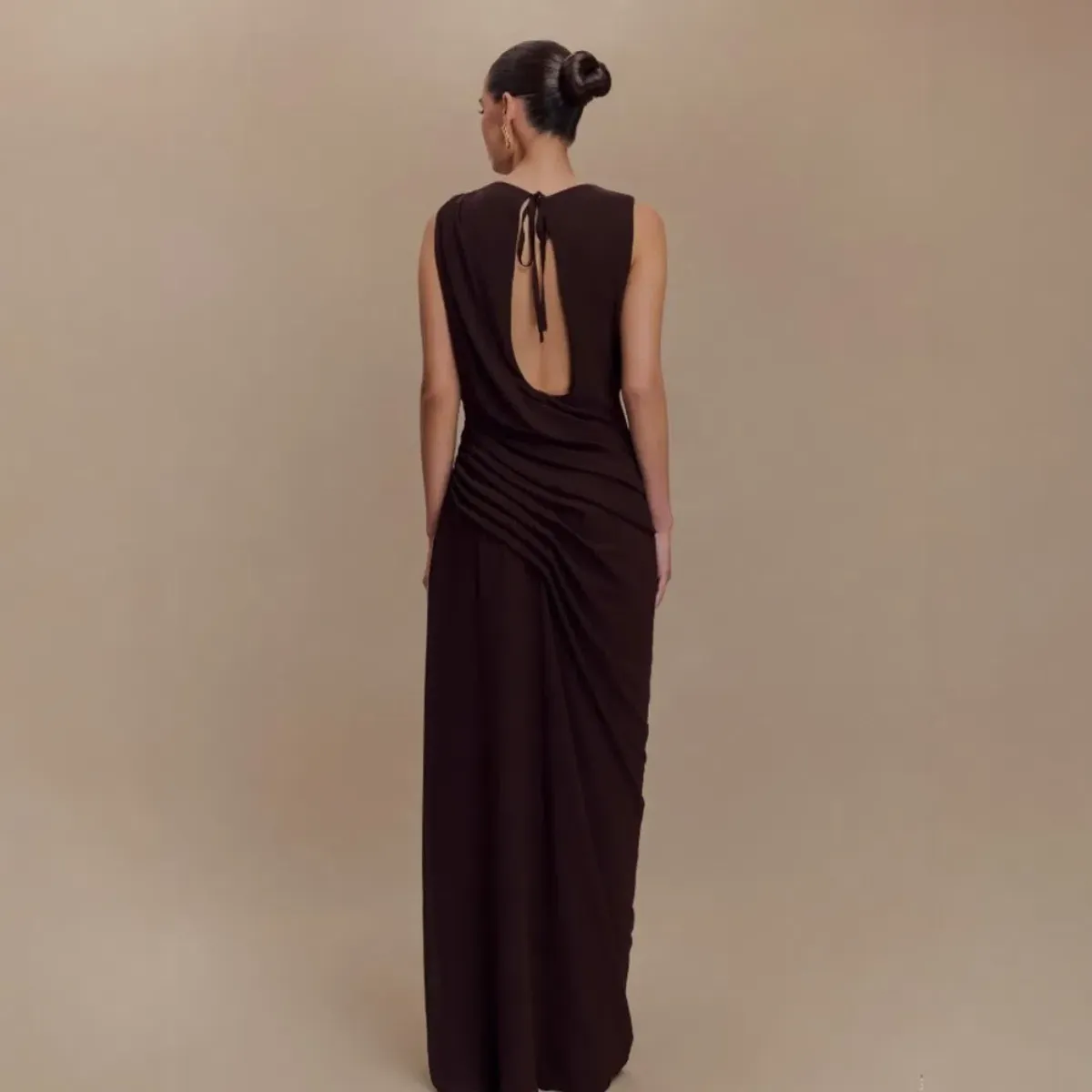 MESHKI Oria Maxi Dress - Cacao Brown Size Medium - Image 2