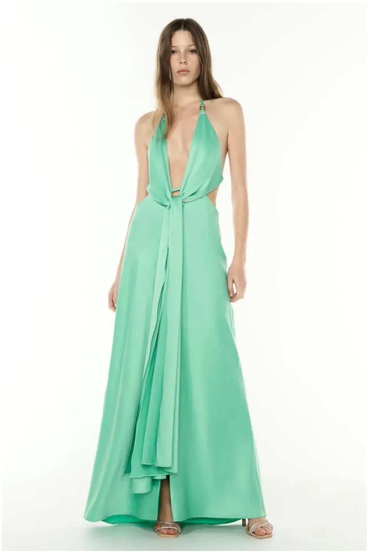 Evening Trance Slip Dress in Green by Manning Cartell Size 8 - Image 1