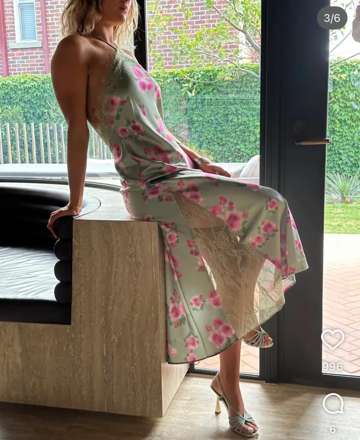 WeWoreWhat Lace Halter Maxi Dress in Sage  - Image 3