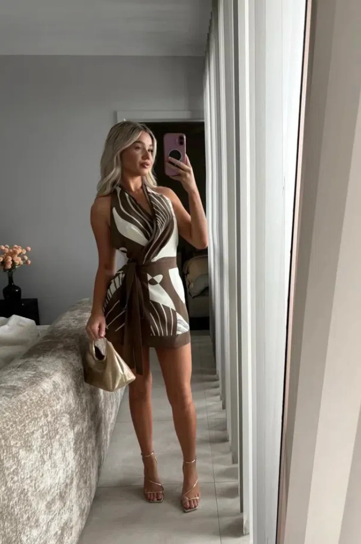 ALMARA WRAP HALTER MINI DRESS | SIZE 6 - Image 1