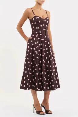 REBECCA VALLANCE VIVIANNE STRAP MIDI / BROWN POLKA / SIZE 12 for rent on The Volte - image 2